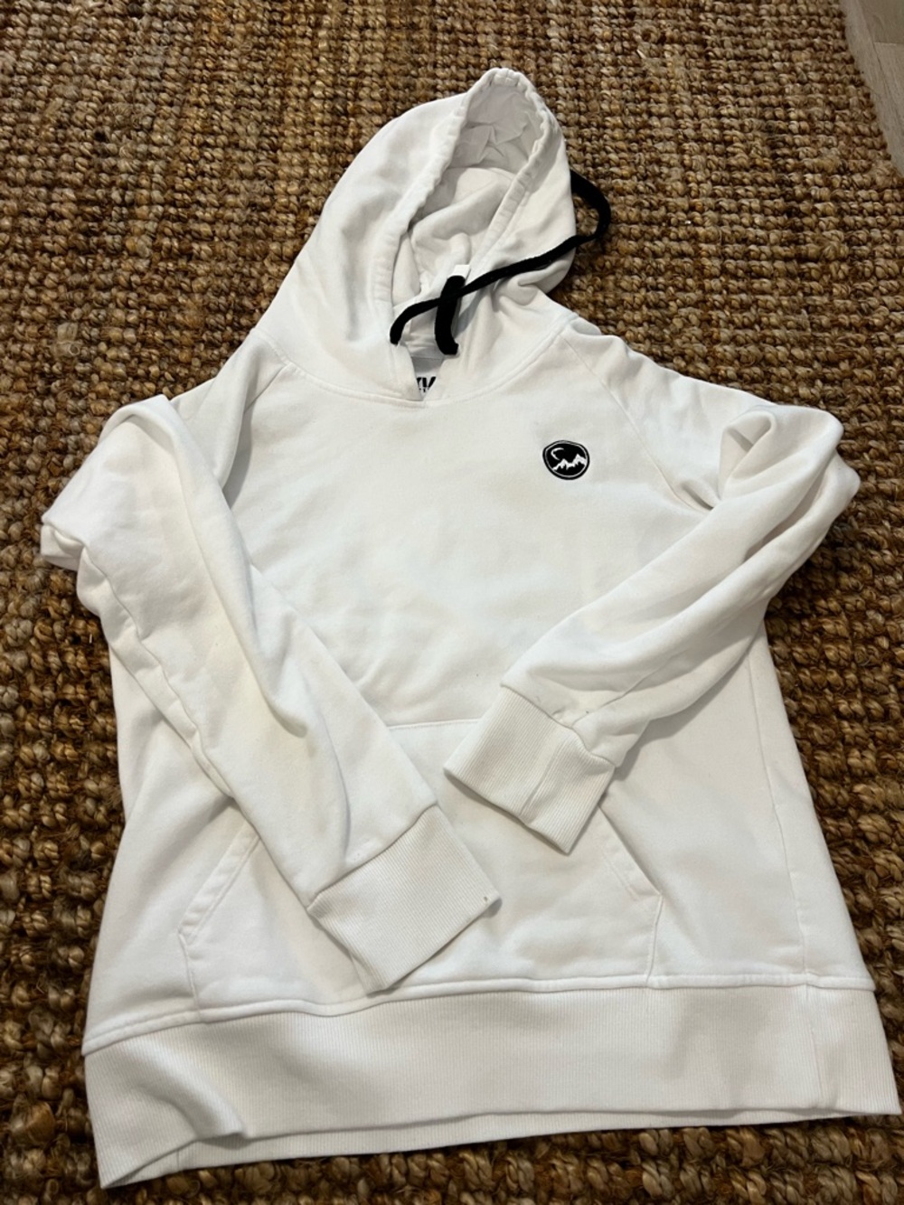 White Women's Pullover Hoodie with Front Pocket